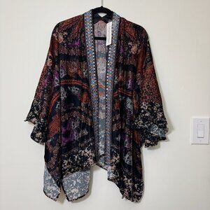 Soft Surroundings Velvet Kimono Wrap One Size Open Front Topper Jacket Boho New